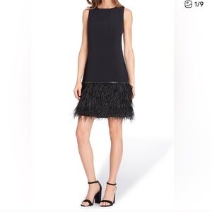 Tahari Black Dress with Feathered rhinestone